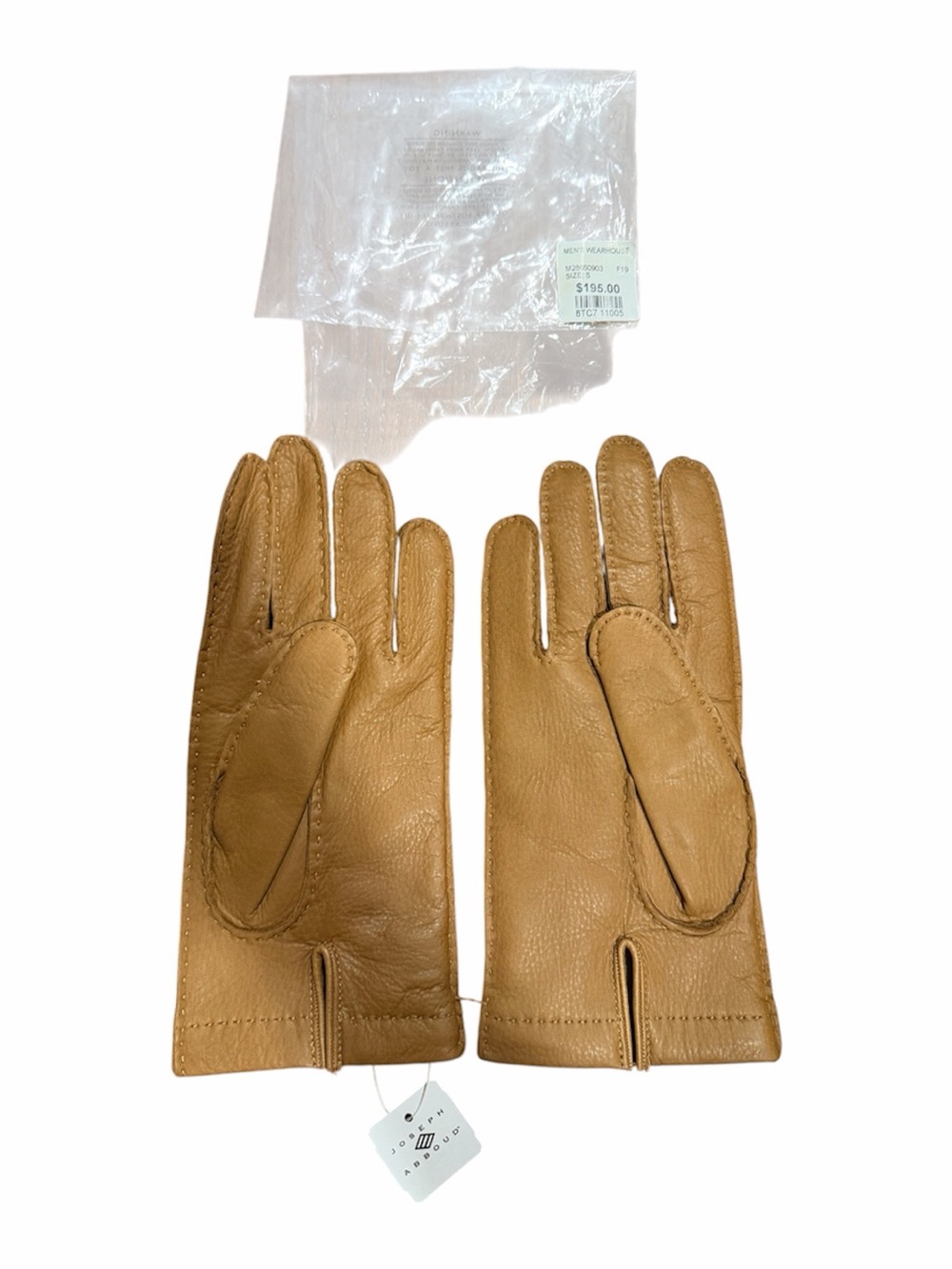 Joseph Abboud Men's Leather Gloves - Camel Brown - New With Tags - Small